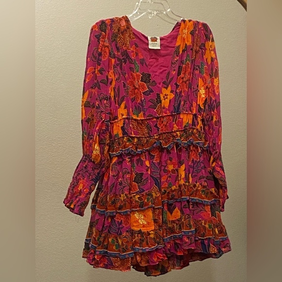 FARM RIO Tropical Tapestry Long-Sleeve Minidress Size M - Picture 8 of 16